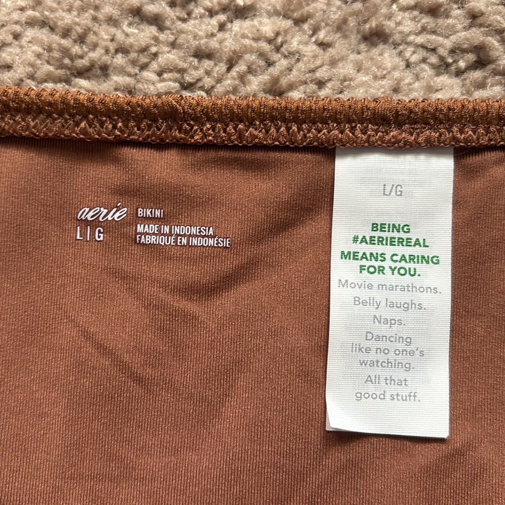 NWT Aerie Brown Ribbed Bikini Bottoms Size L - Picture 6 of 9